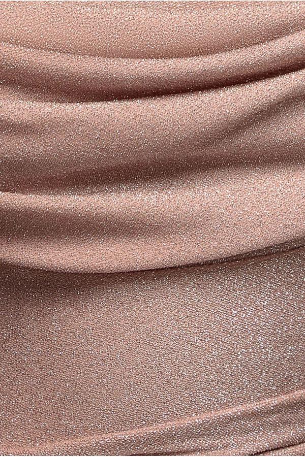 Lurex Cowl Neck Off The Shoulder Midi Dress - Blush Pink DR3752
