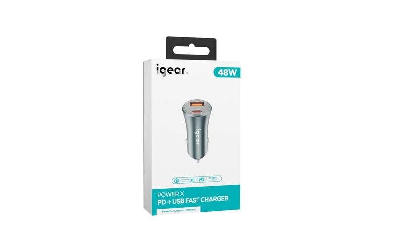 iGear Karbon PD + USB Ports 48W Car Charger