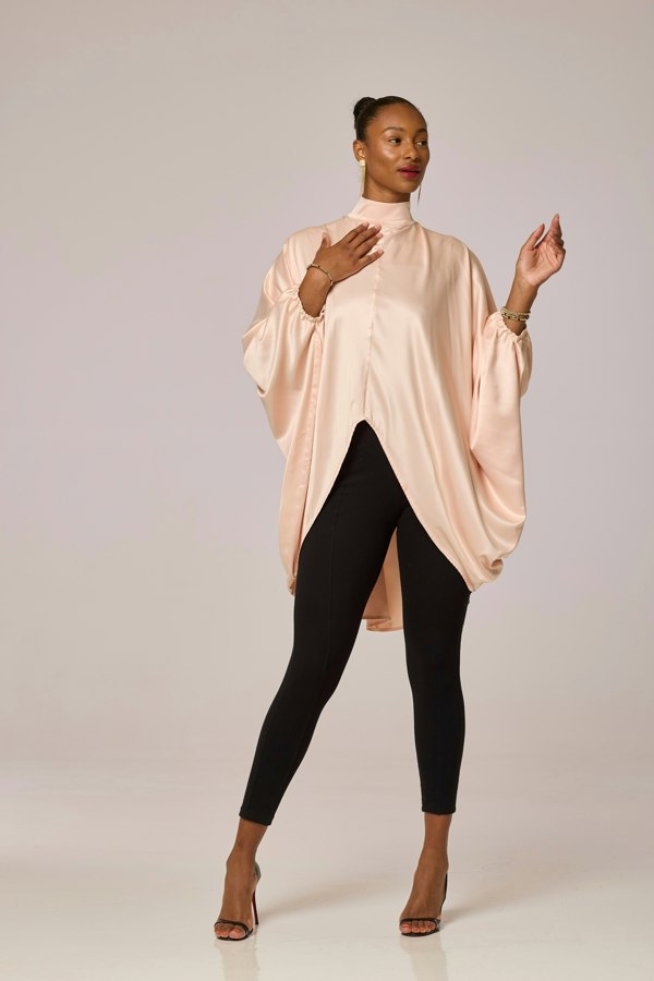 Lioness by TF Satin Peach Long Tunic