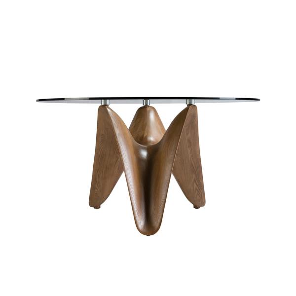 Angel Cerdá Round tempered glass and walnut dining table 1126