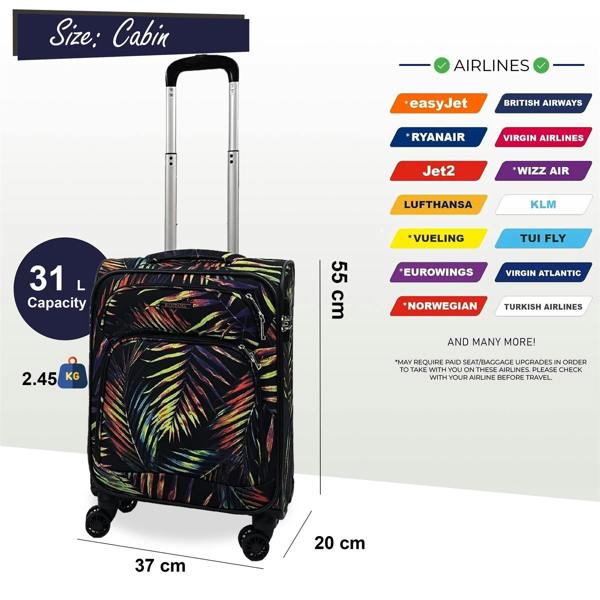 Eagle Luggage Lightweight Print Suitcases 8 Wheel Luggage Travel Soft Bags Set