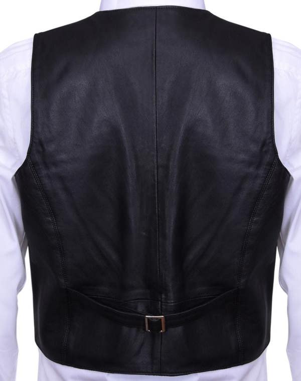 Infinity Leather Mens Leather Waistcoat Formal Traditional Gilet Vest