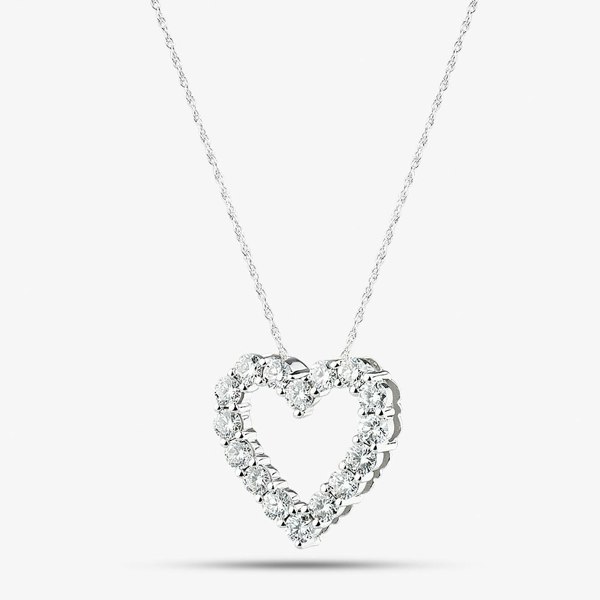 T. H. Baker 9ct White Gold 1.00ct Lab Grown Diamond Heart Pendant Necklace LGP41093-100 (WG)