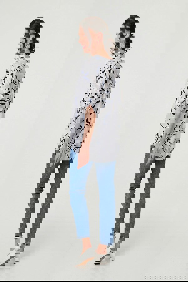 White | Floral Sequin Detail Relaxed Blouse
