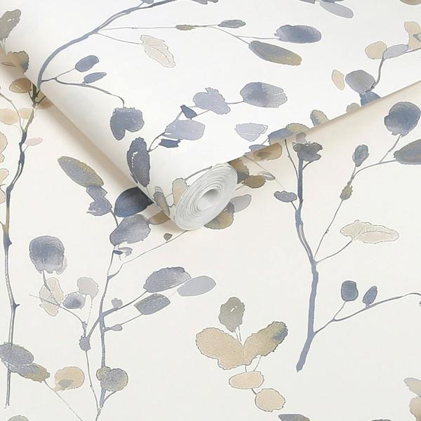 Next Natural/Blue Honesty Leaf Wallpaper