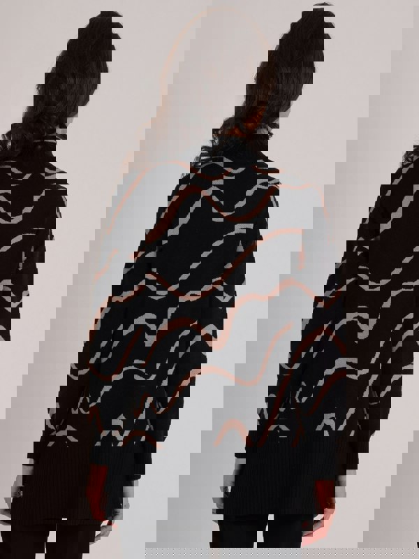 VIZ-A-VIZ Squiggle Jacquard Turtle Neck Jumper