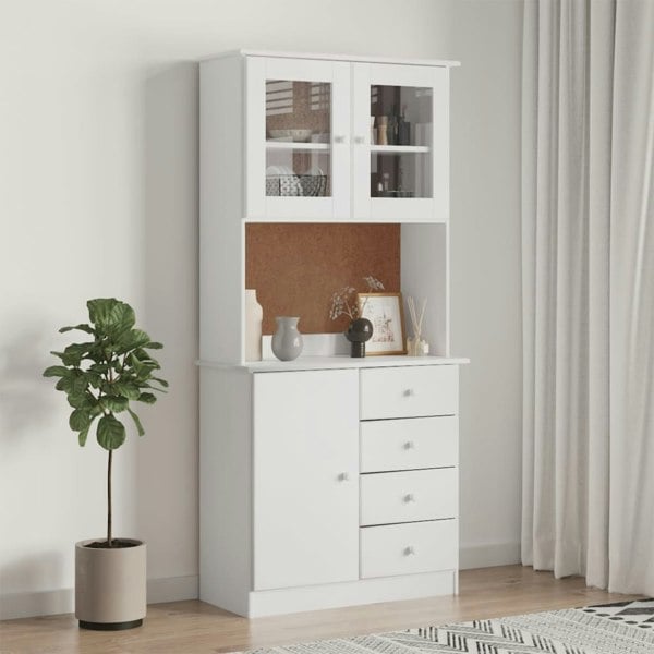Berkfield Highboard ALTA White 77x35x165 cm Solid Wood Pine