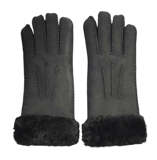 Infinity Leather Womens Genuine Sheepskin Suede Gloves with Fur Cuff