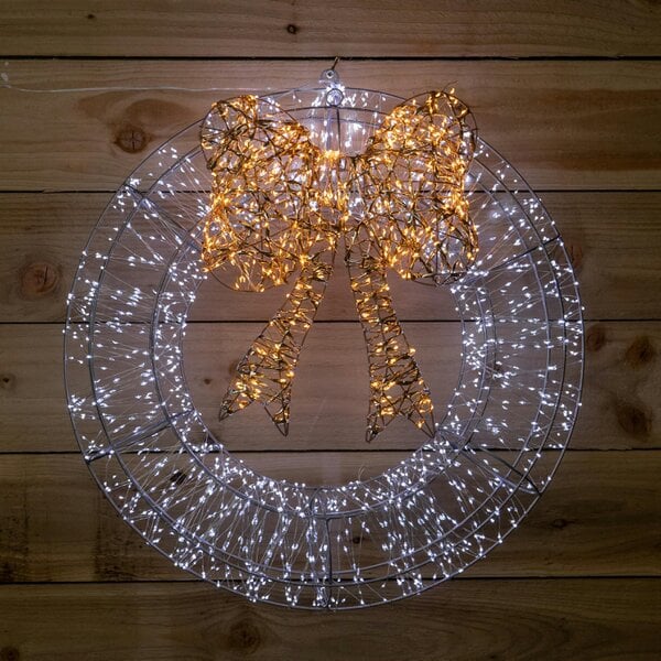 Samuel Alexander 60cm Galaxy Light Up Christmas Wreath with Bow & Cool White 2000 LEDs