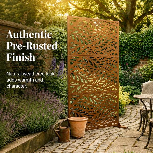 Nicoman Metal Indoor/Outdoor Privacy Screen 90cm x 180cm - Leaf