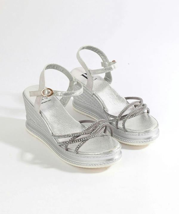 Pia Rossini Alba -  Pearl Embellished Wedged Sole Sandals