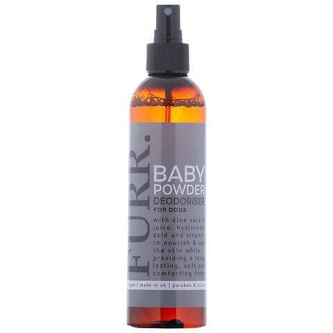 FURR Baby Powder Dog Deodoriser Spray 250ml Natural Odour Neutraliser with Aloe Vera & Vitamin E Puppy Safe from 6 Weeks