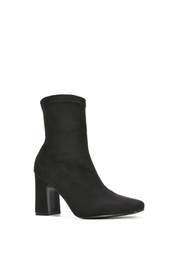 XY LONDON Stretch Zip Up Ankle Boots with Block Heel