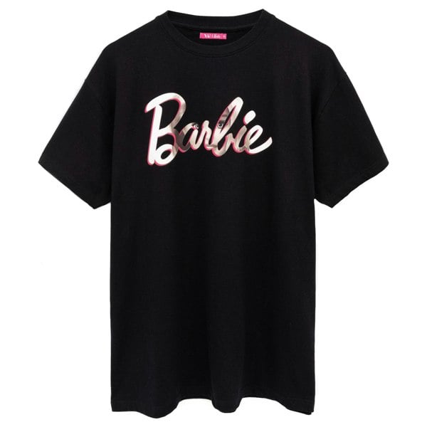 Barbie Womens Oversized T-Shirt - Black/Pink