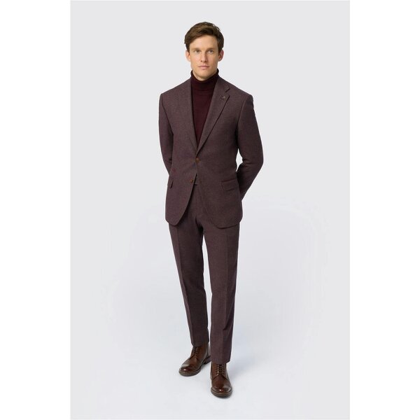 Antique Rogue Slim Fit Mulberry Herringbone Tweed Jacket