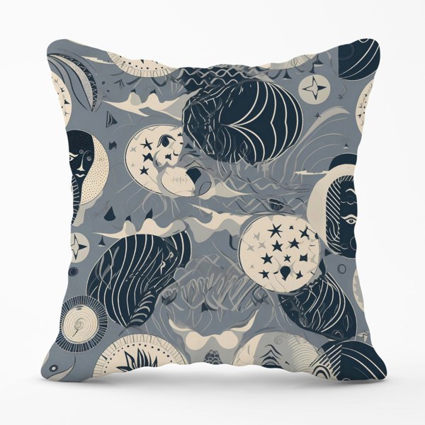 Warren Reed Abstract Moon and Stars Cushions