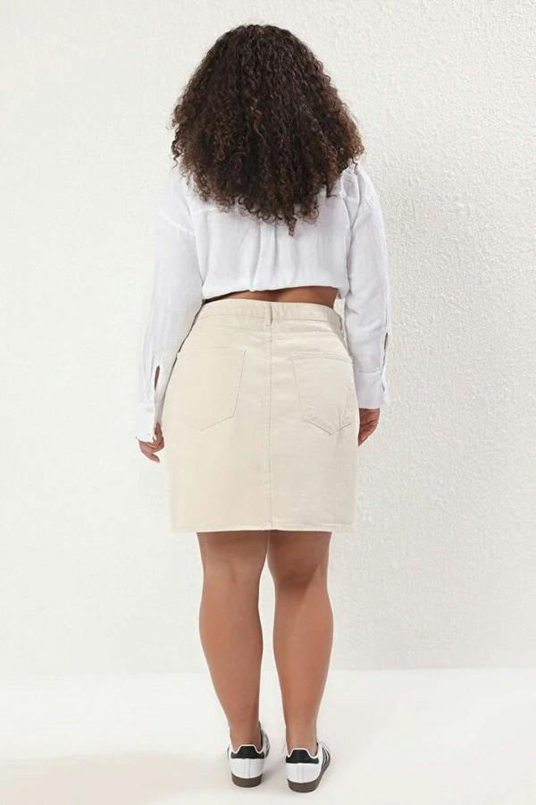 WOVCOR High Waist 100% Cotton A-Shape Denim Skirt