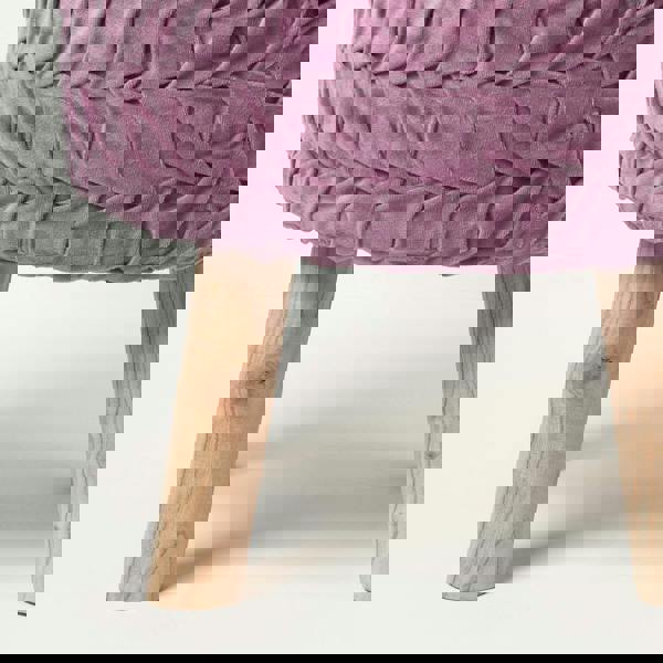 HOMESCAPES Lyla Pleated Velvet Footstool, 40 cm Tall