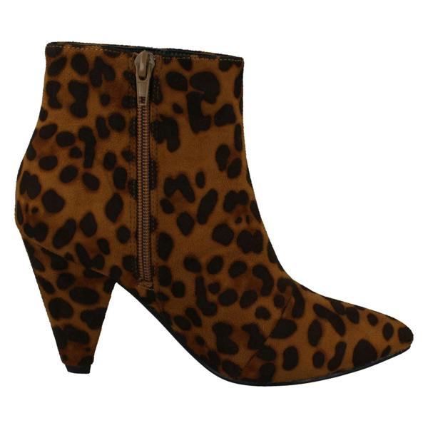 Spot On Ladies Spot On Leopard Print High Heel Ankle Boots F51124