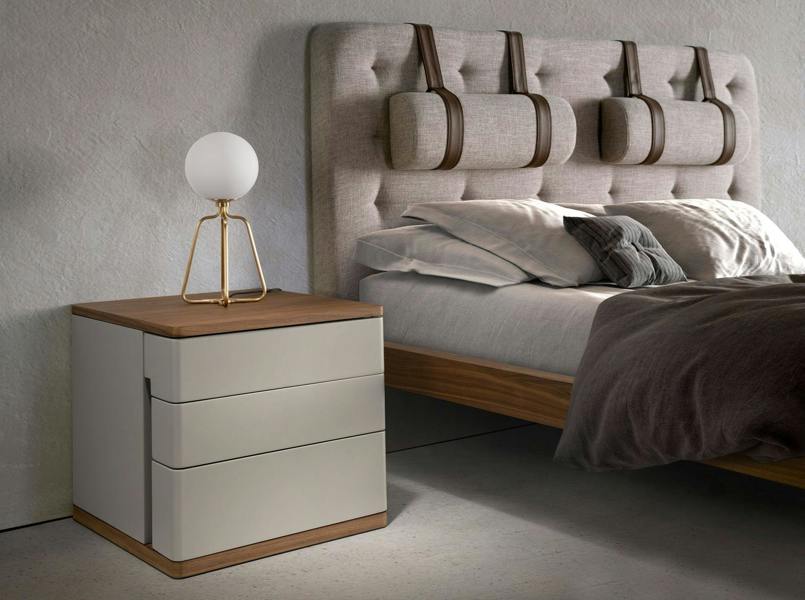 Angel Cerdá Grey wood and walnut bedside table 7166