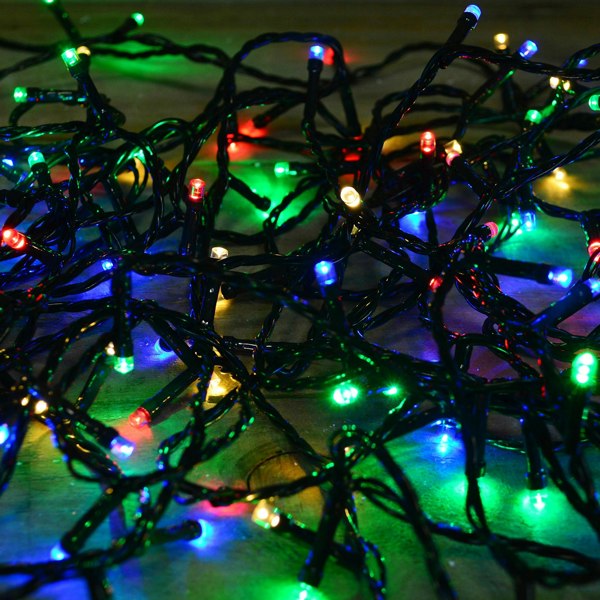 Samuel Alexander 200 LED 16m Indoor Outdoor Christmas Multi Function Mains Operated String Lights with Timer in Multicoloured