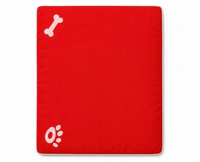Night Zone Bone & Paw Print Pet Bed – Washable Dog & Cat Cushion with Removable Zip Cover - Red