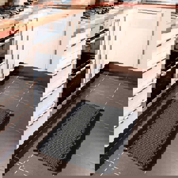 Machine Washable Designer Mats | Bordered Line Design Black