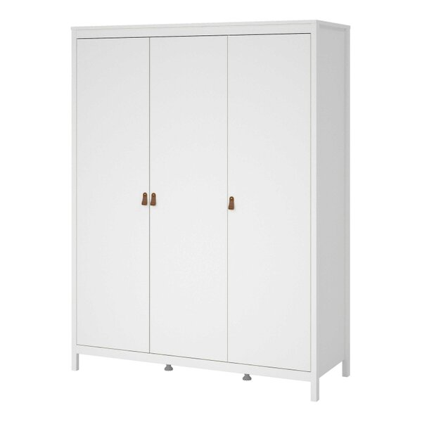 Wyld Haus Wildberry Matt White Wardrobe 3 Doors Leather Handles