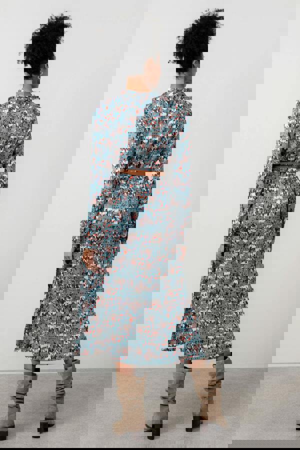 Lily & Me Seasons Geometric Print Midi Shirt Dress Sea Mist