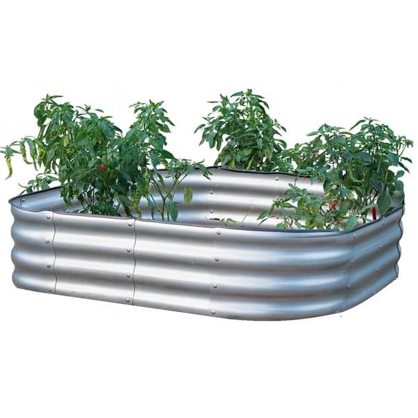 Gr8 Garden Outdoor Raised Bed Planter Square Galvanised Steel Trough 120x120x30cm