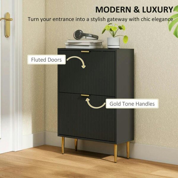 Bobobiy Elegant Two-Drawer Shoe Cabinet - Black
