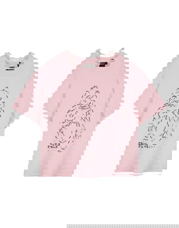 Disney Womens Pink Linear Cropped Short Sleeved T-Shirt