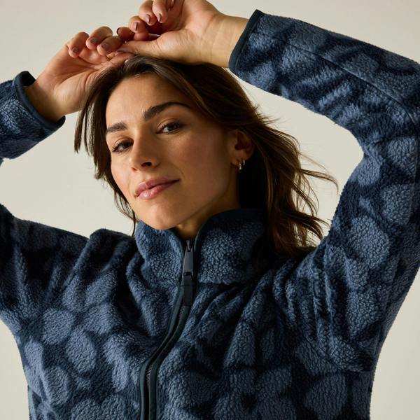 Regatta Womens/Ladies Frankie Shadow Flower Borg Half Zip Fleece Jacket - Navy - 