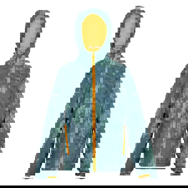 Regatta Childrens/Kids Lever II Printed Waterproof Jacket - Stormy Weather/Glacier/Bright Marigold - 