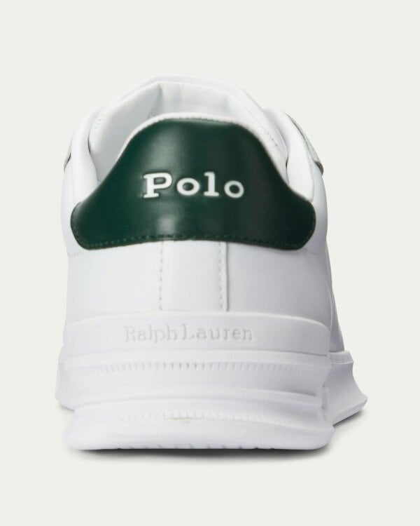 Ralph Lauren Heritage Court II Mens Nappa Leather Sneaker - White/College Green Polo Pony