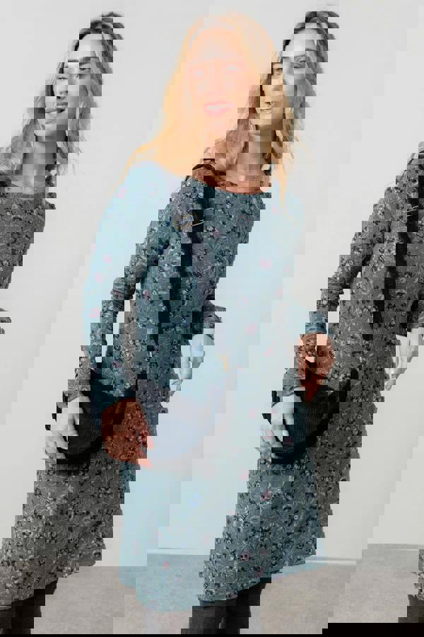 Lily & Me Helen Floral Shift Dress Sea Mist