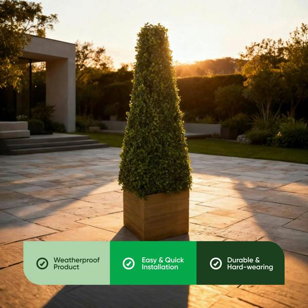 Gardenwize Solar Faux Plant – Obelisk Topiary with 100 LED Lights