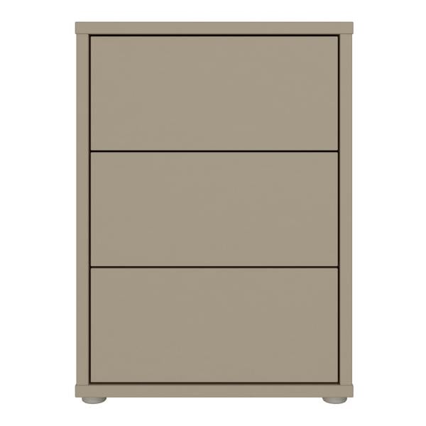 Furniture To Go Alice Springs Bedside Cabinet with 3 Drawers Push-to-Open in Taupe
