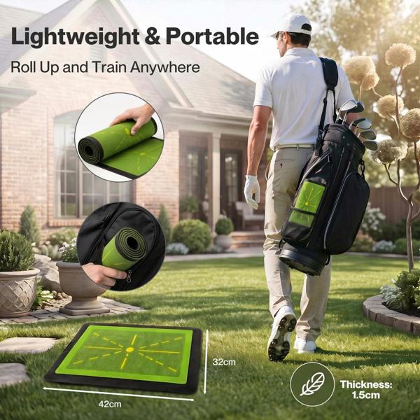Centra Golf Mat Swing Path Feedback Anti Slip Rubber Base Indoor Practice Green