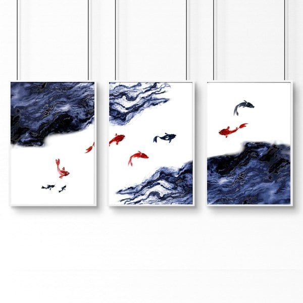 Work office wall art | set of 3 Japanese wall art