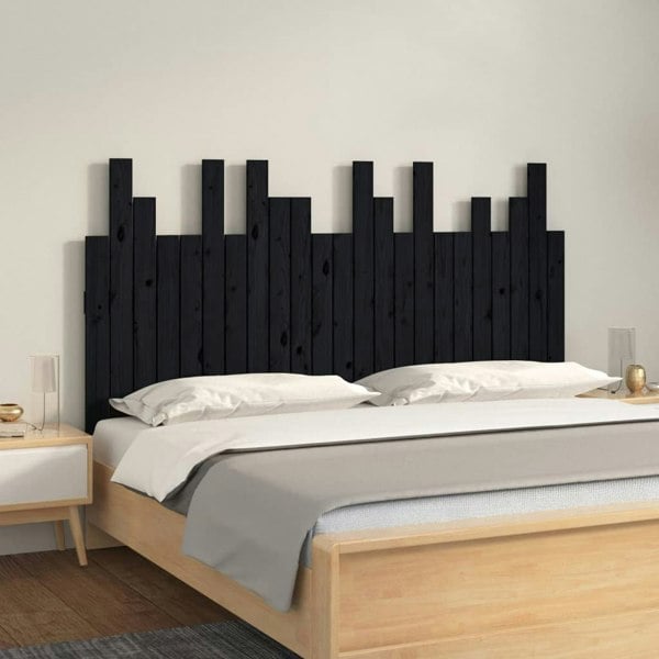 Berkfield Wall Headboard Black 146.5x3x80 cm Solid Wood Pine