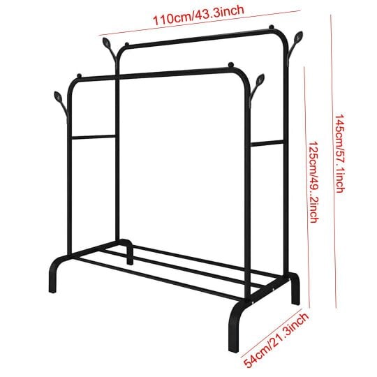Havendro Heavy Duty Double Clothes Rail Hanging Rack Garment Display Stand Shoes Storage