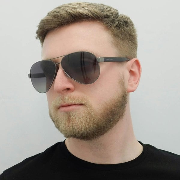 Hugo Boss Sunglasses BOSS 1241/S R80 WJ Matte Dark Ruthenium Grey Gradient Polarized