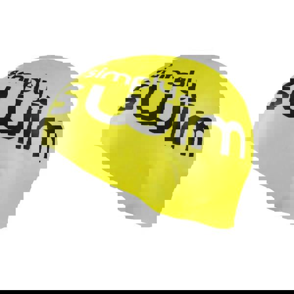 Yellow high vis silicone swim cap with Simply Swim design