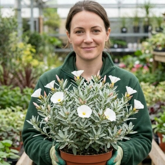 Convolvulus Cneorum Silver Bush 2L Pot – Hardy Evergreen Shrub with White Flowers