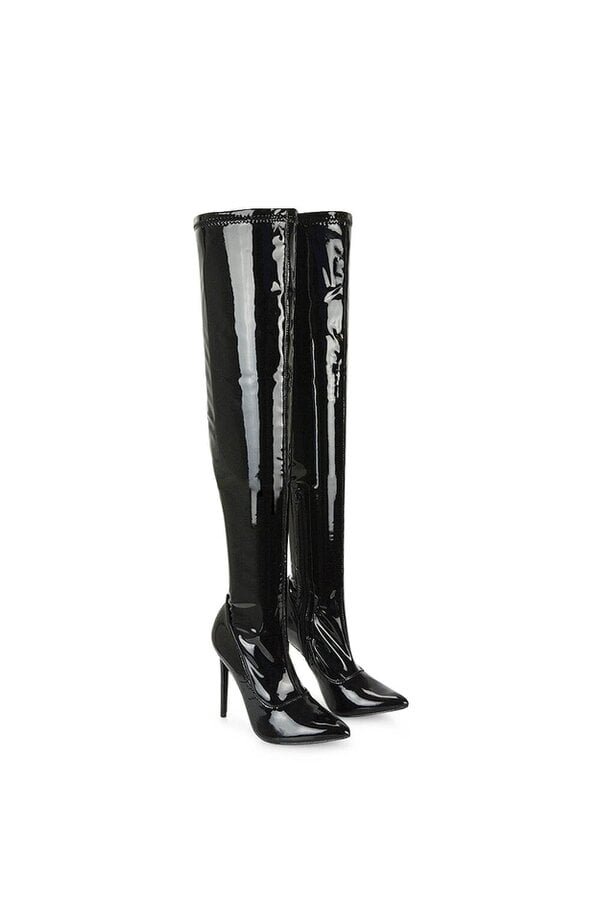 XY LONDON Over The Knee Thigh High Heeled Boots With Zip