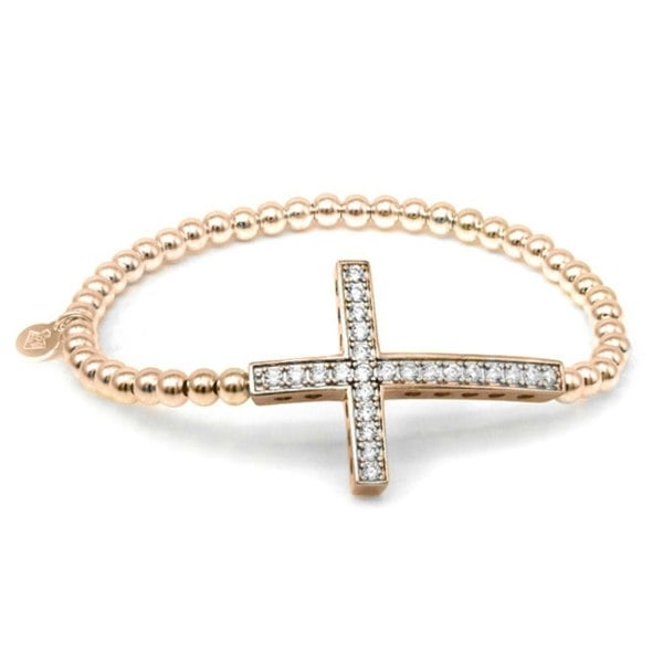 Say It With Cross Ball Bracelet - Rose Gold Plated