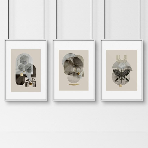 Mid century wall art | set of 3 Bedroom wall art