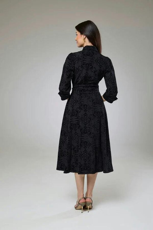 Lioness by TF Vintage Black Velvet Sleeved Dress