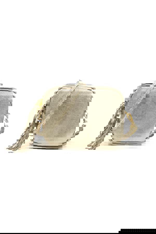 Pluspup Metallic Crossbody Bag with Zipper Closure and Tassel Detail